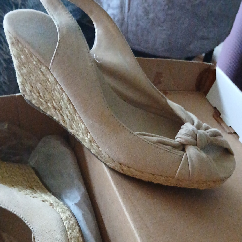 New York & Company Tan Wedge Shoes
